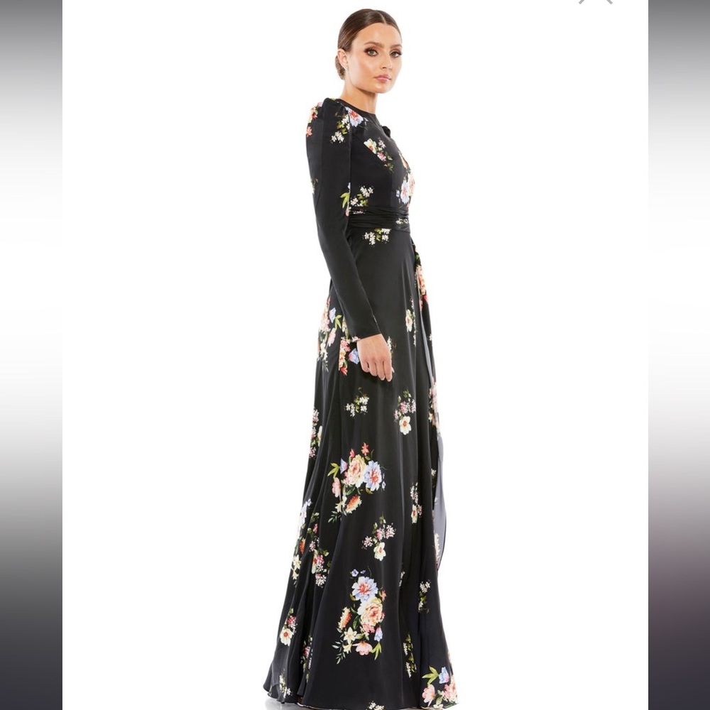 Ieena for Mac Duggal Floral Empire Waist Jewel Neck - Picture 3 of 8